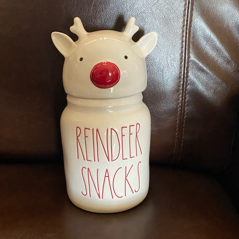 Rae Dunn Reindeer Snacks Canister